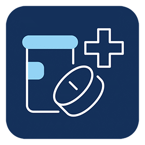 Prescription medication blue icon