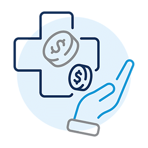 Transparent pricing blue icon