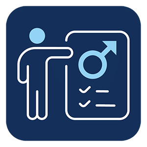 Mens hormone replacement blue icon